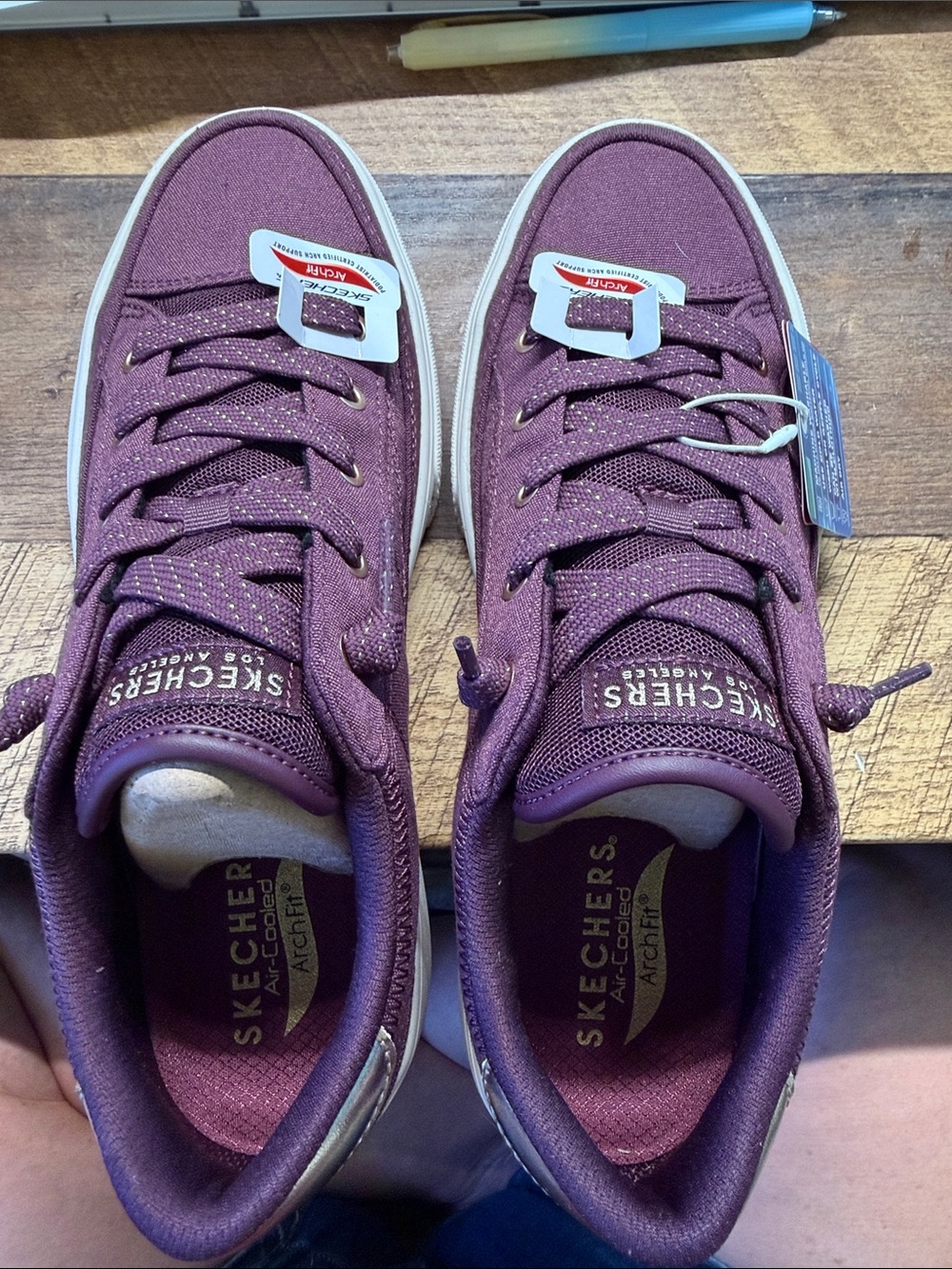 Skechers Women's Wine Slip On Athletic Sneakers